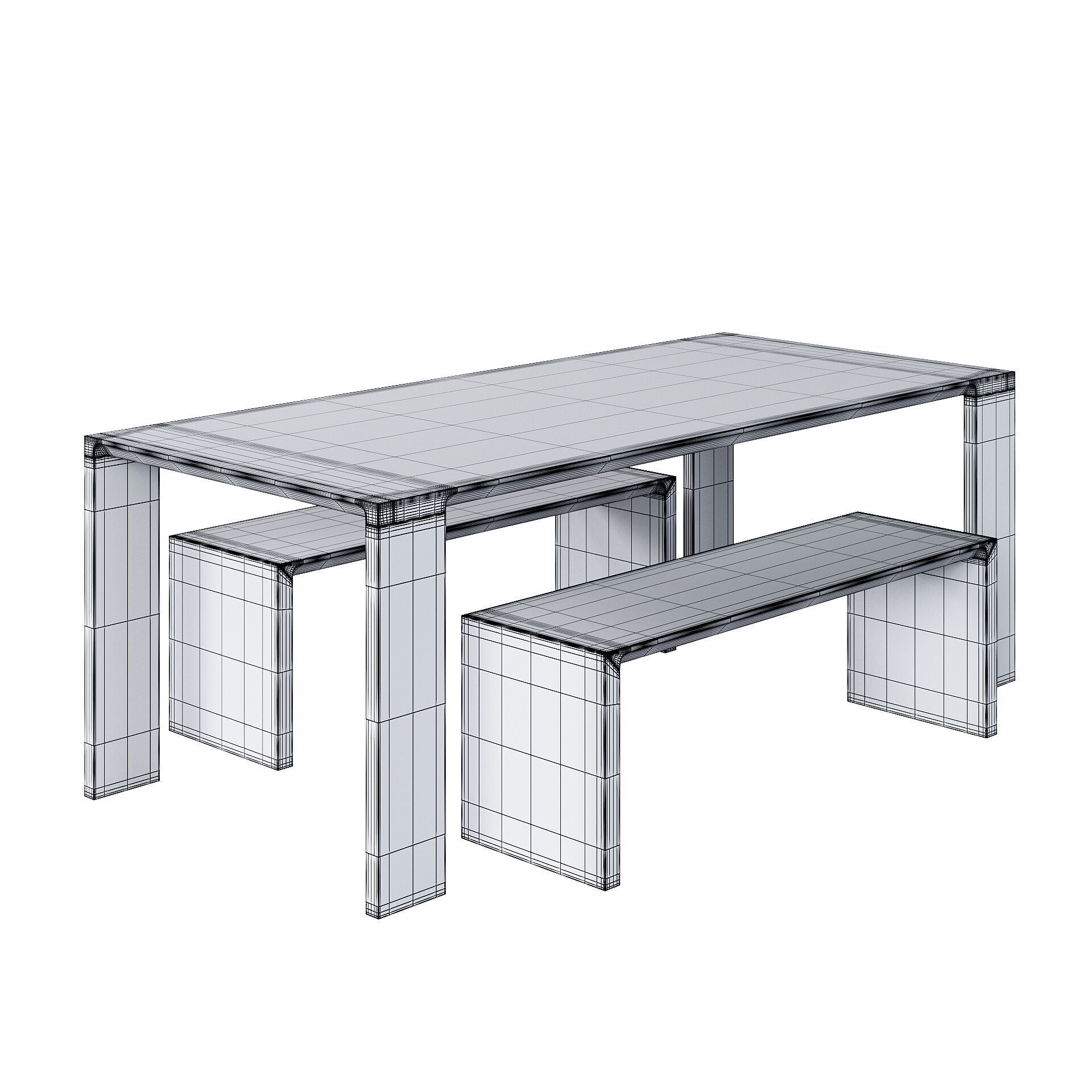 Radii Dining Table And Bench By Bensen Free 3D model_4