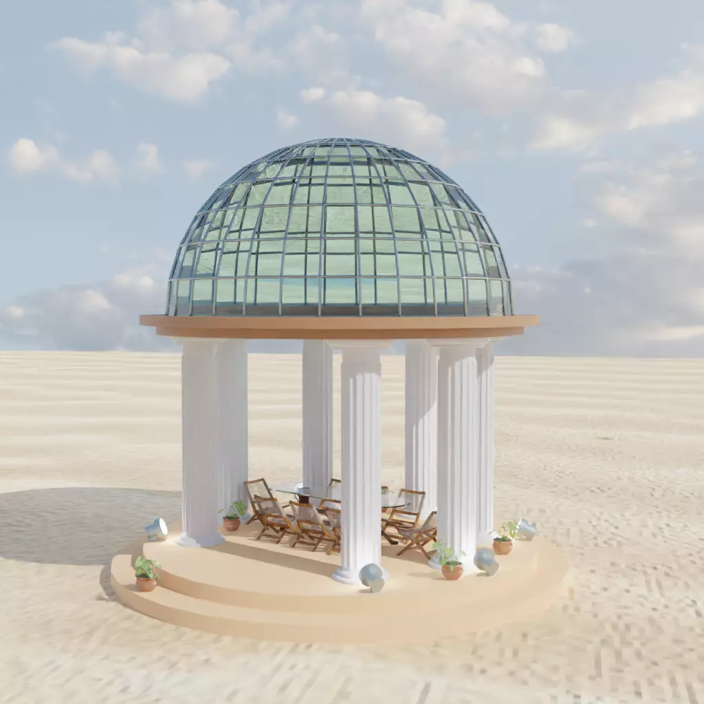3d pavilion Free low-poly 3D model_0