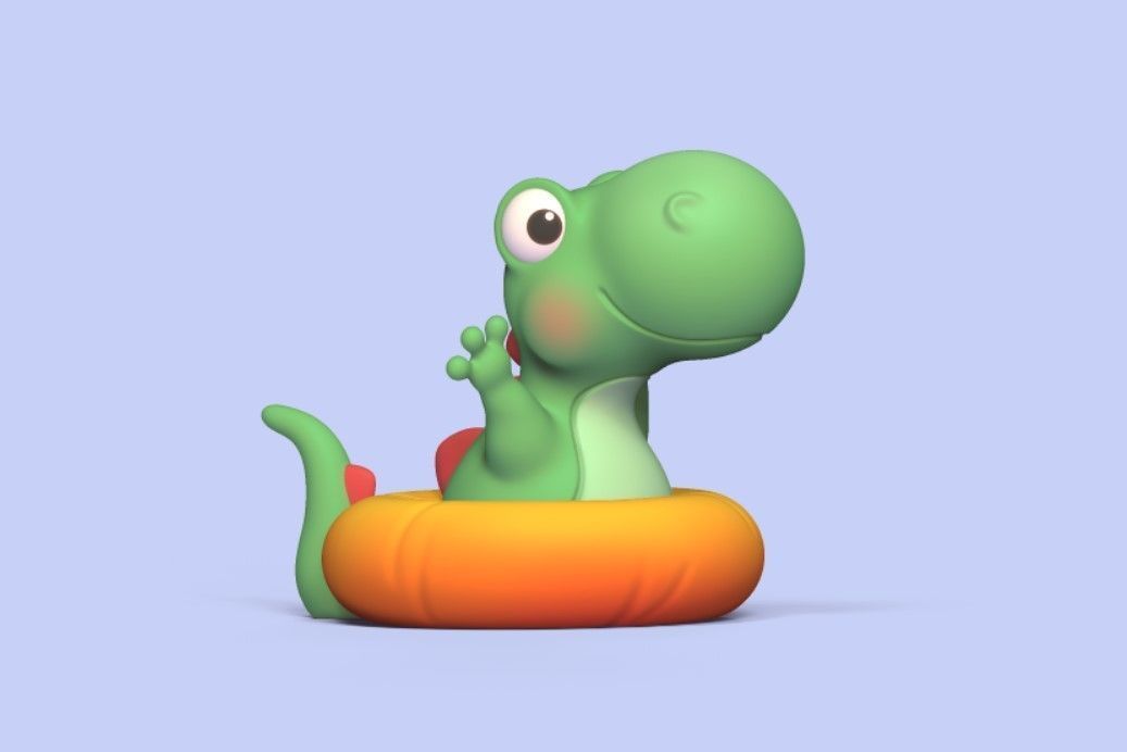 Dinosaur on Pool Float 3D print model_1