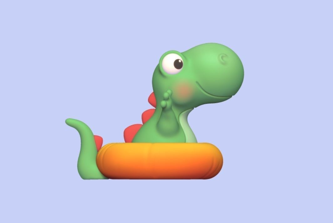 Dinosaur on Pool Float 3D print model_3