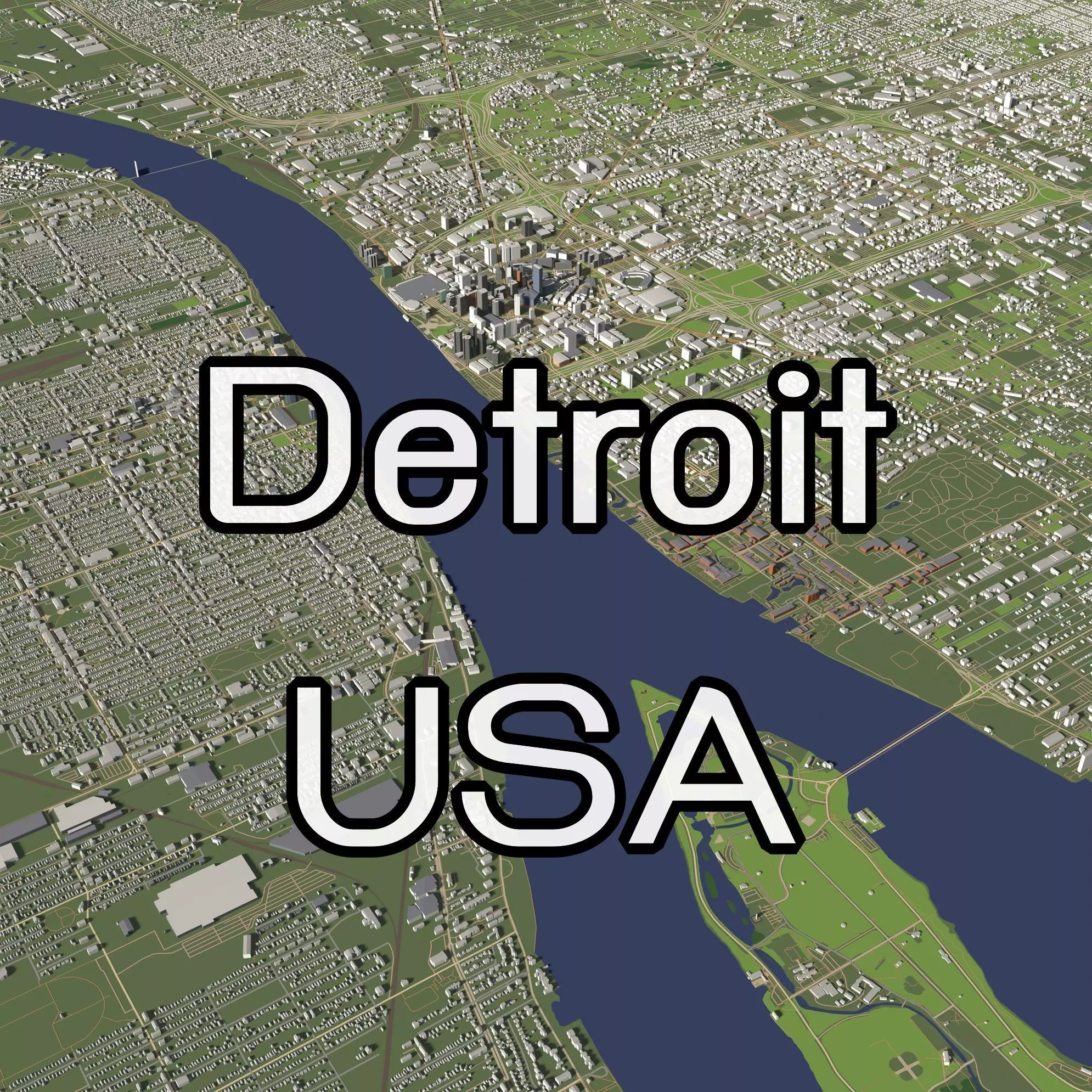 Detroit USA - city and urban 3D model