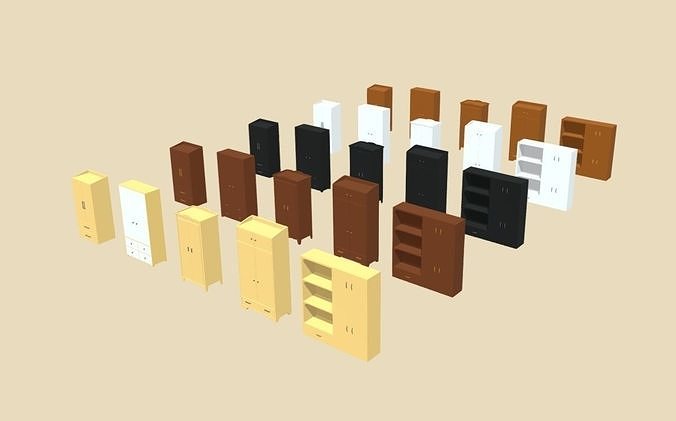 Dresser - Cabinet - Wardrobe - Closet collection Low-poly 3D model