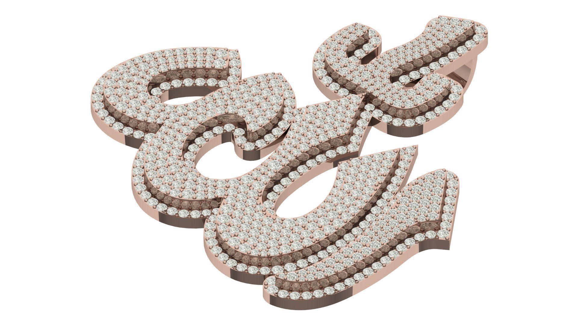 allah hiphop pendant 3D print model_4