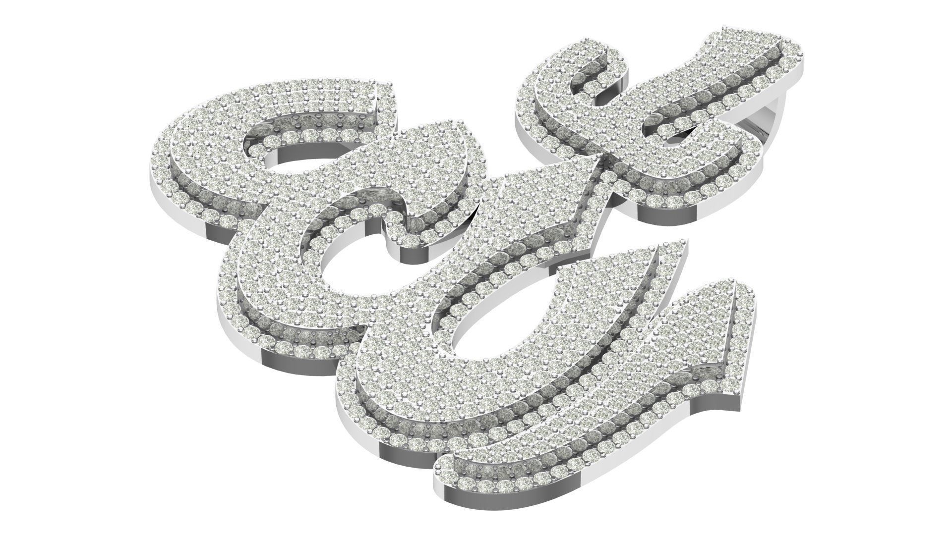 allah hiphop pendant 3D print model_5