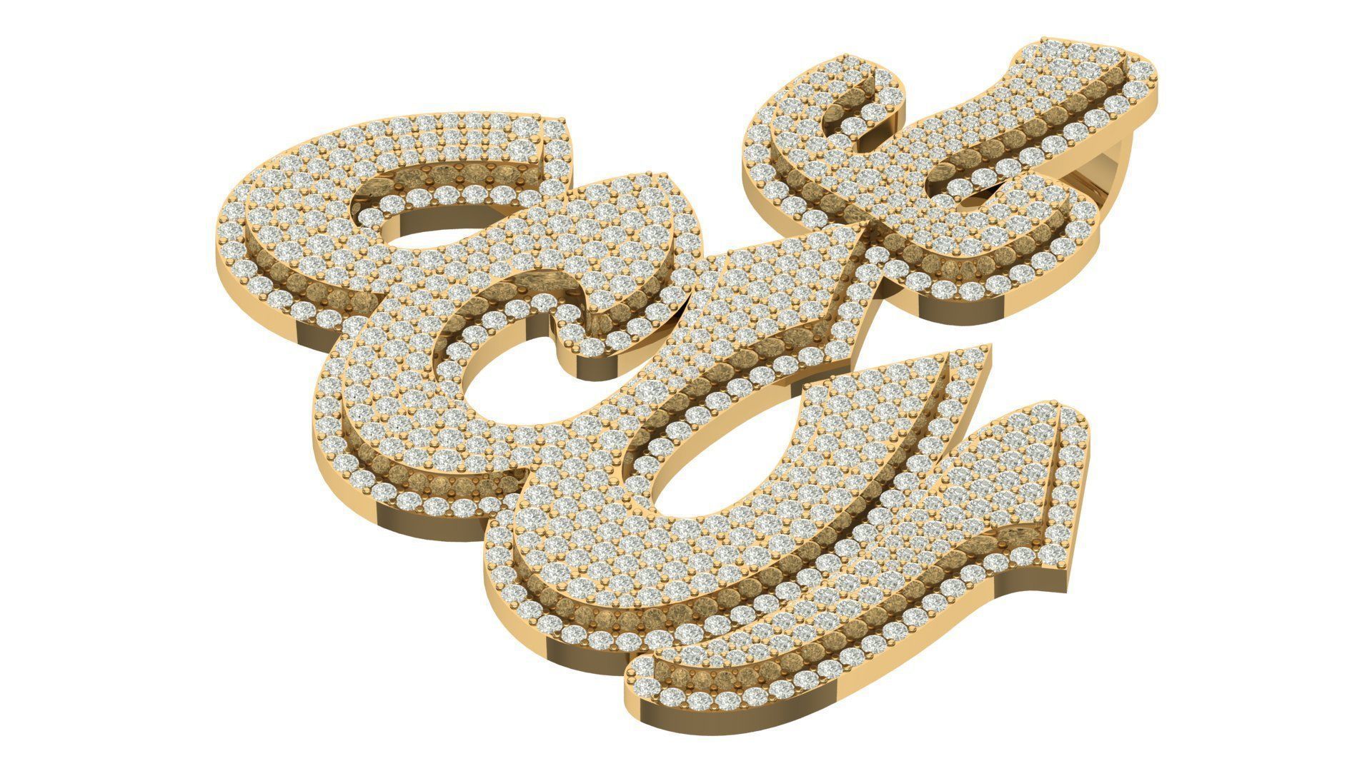 allah hiphop pendant 3D print model_3