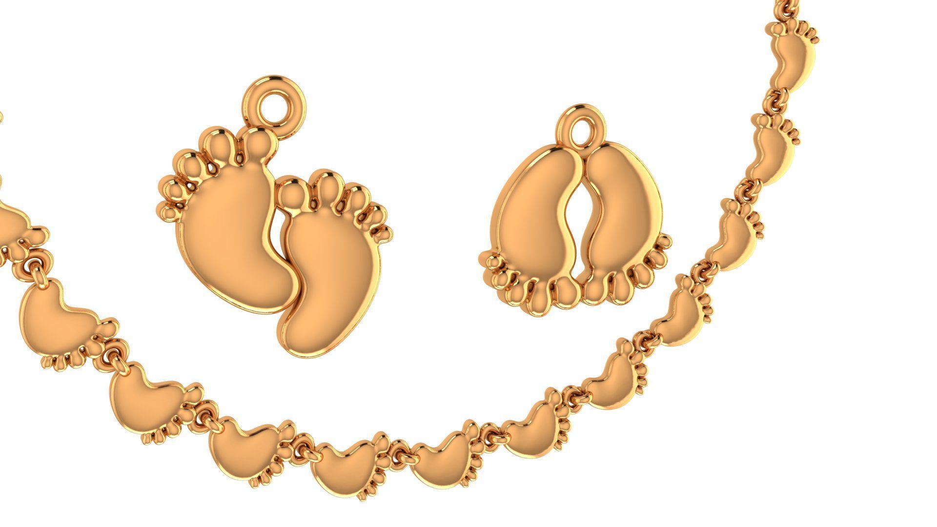 Fantasy Baby Feet Shoes Chain Pendant 3D print model_3