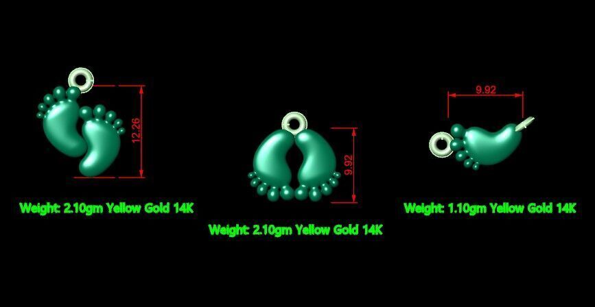 Fantasy Baby Feet Shoes Chain Pendant 3D print model_12