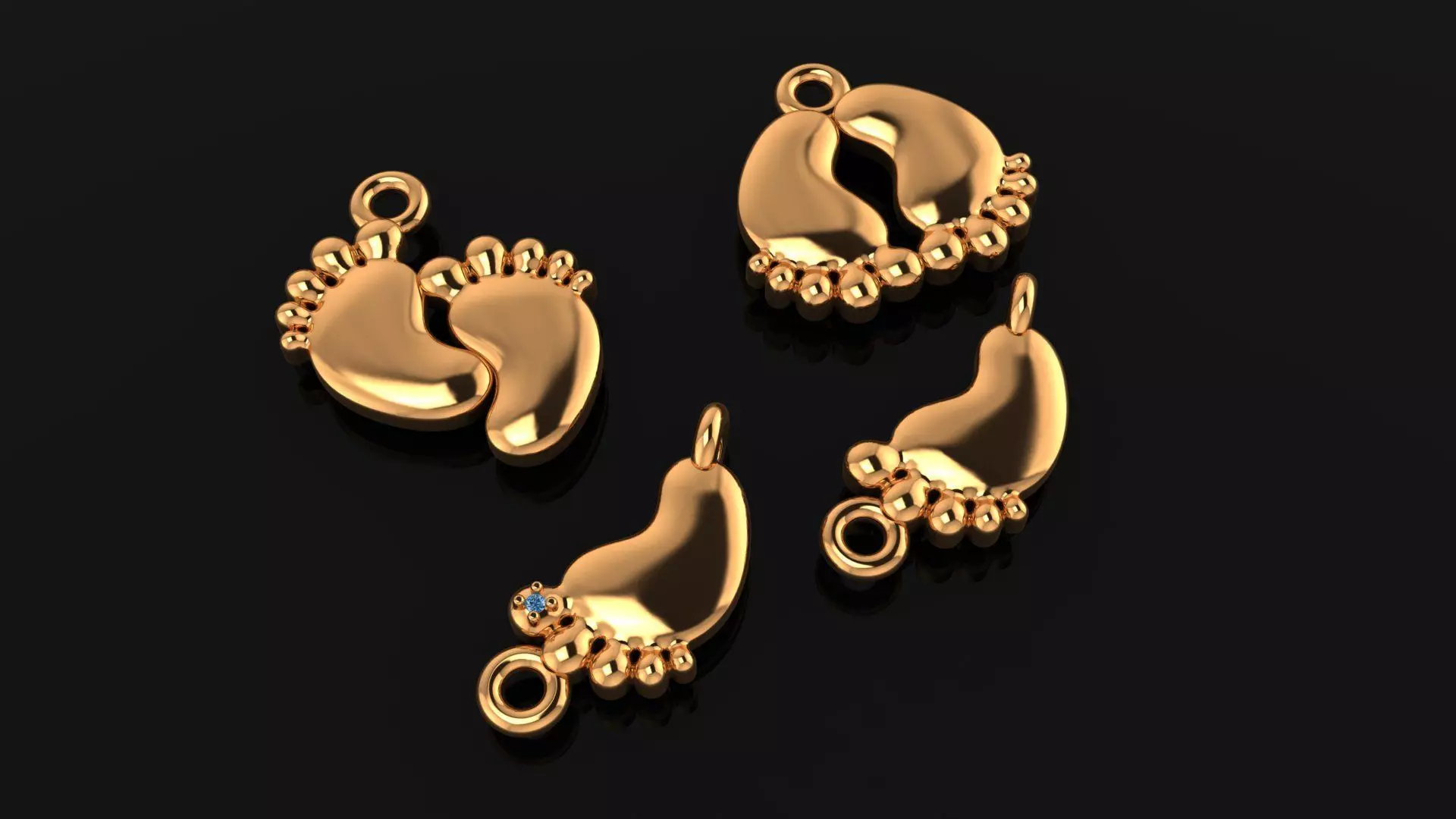 Fantasy Baby Feet Shoes Chain Pendant 3D print model_0