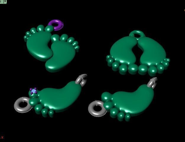 Fantasy Baby Feet Shoes Chain Pendant 3D print model_1