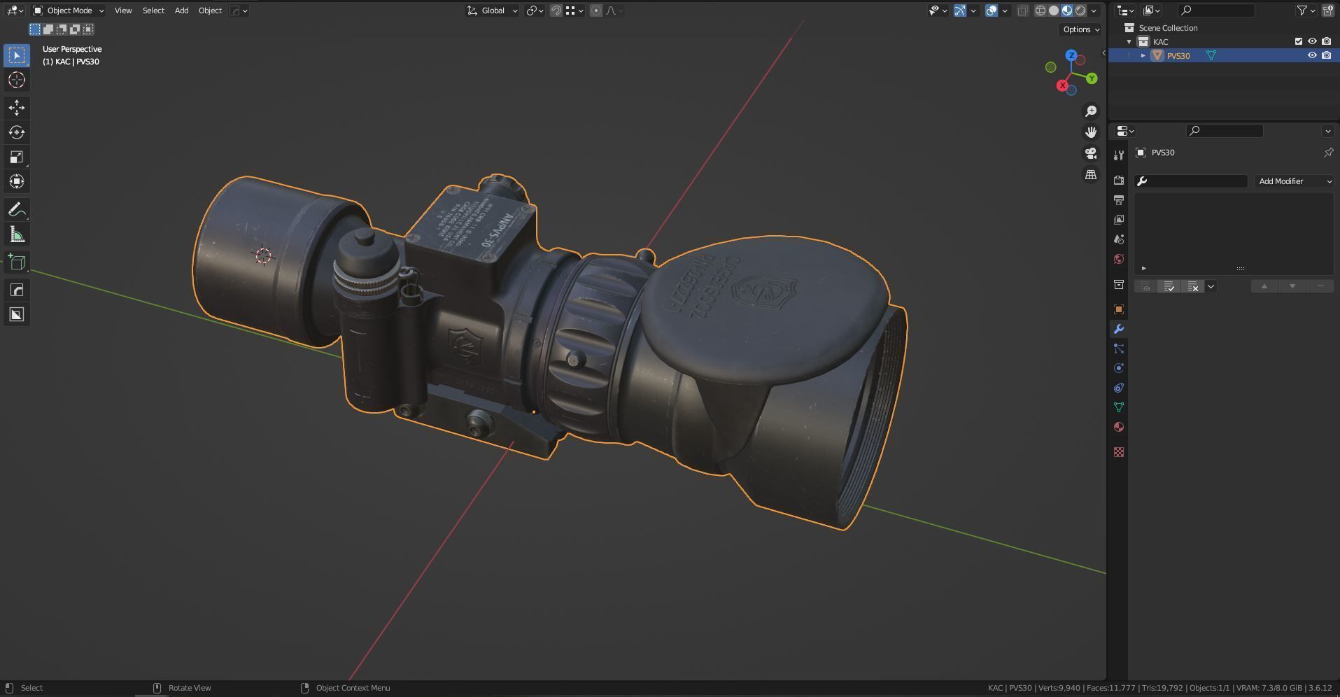 KAC AN PVS 30 NIGHT VISION DEVICE Low-poly 3D model_12
