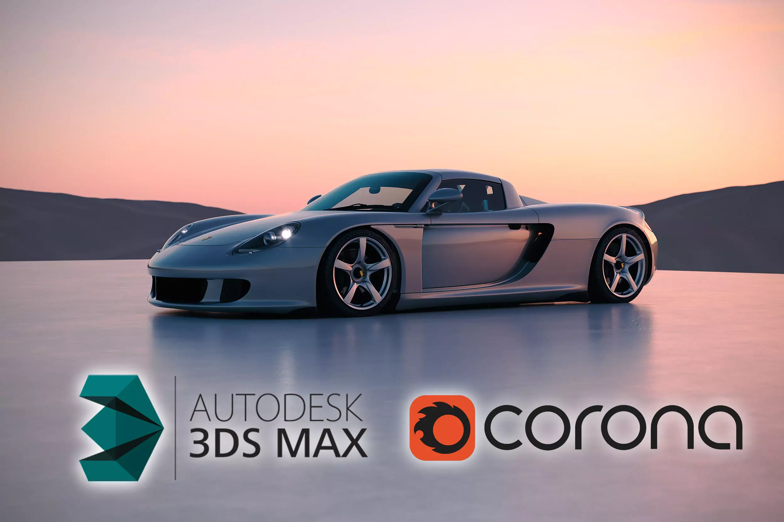 Sunset outdoor studio scene for automotive rendering 3D model