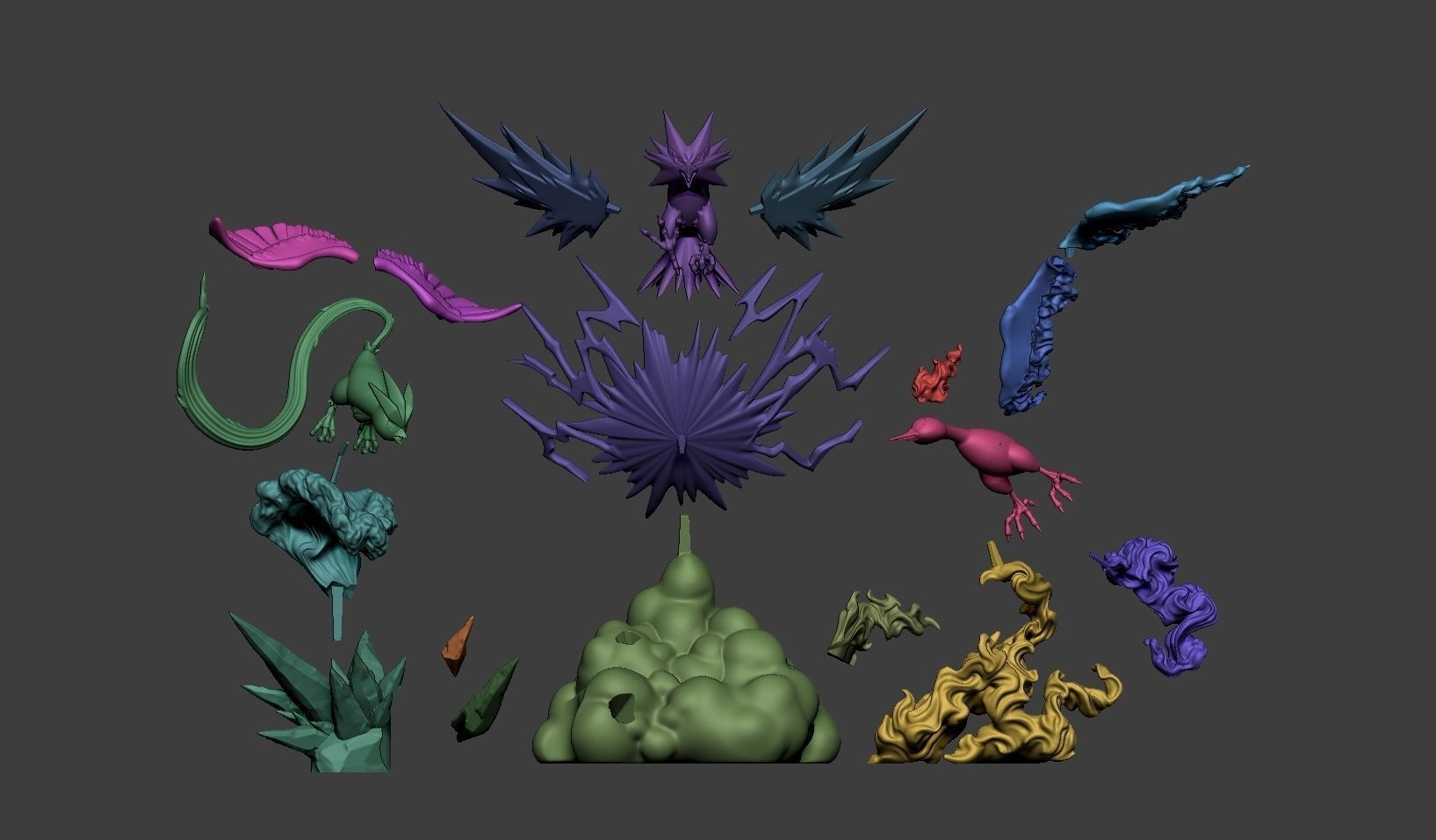 Trio Legendary Birds - Zapdos  Moltres Articuno 3D print model_4