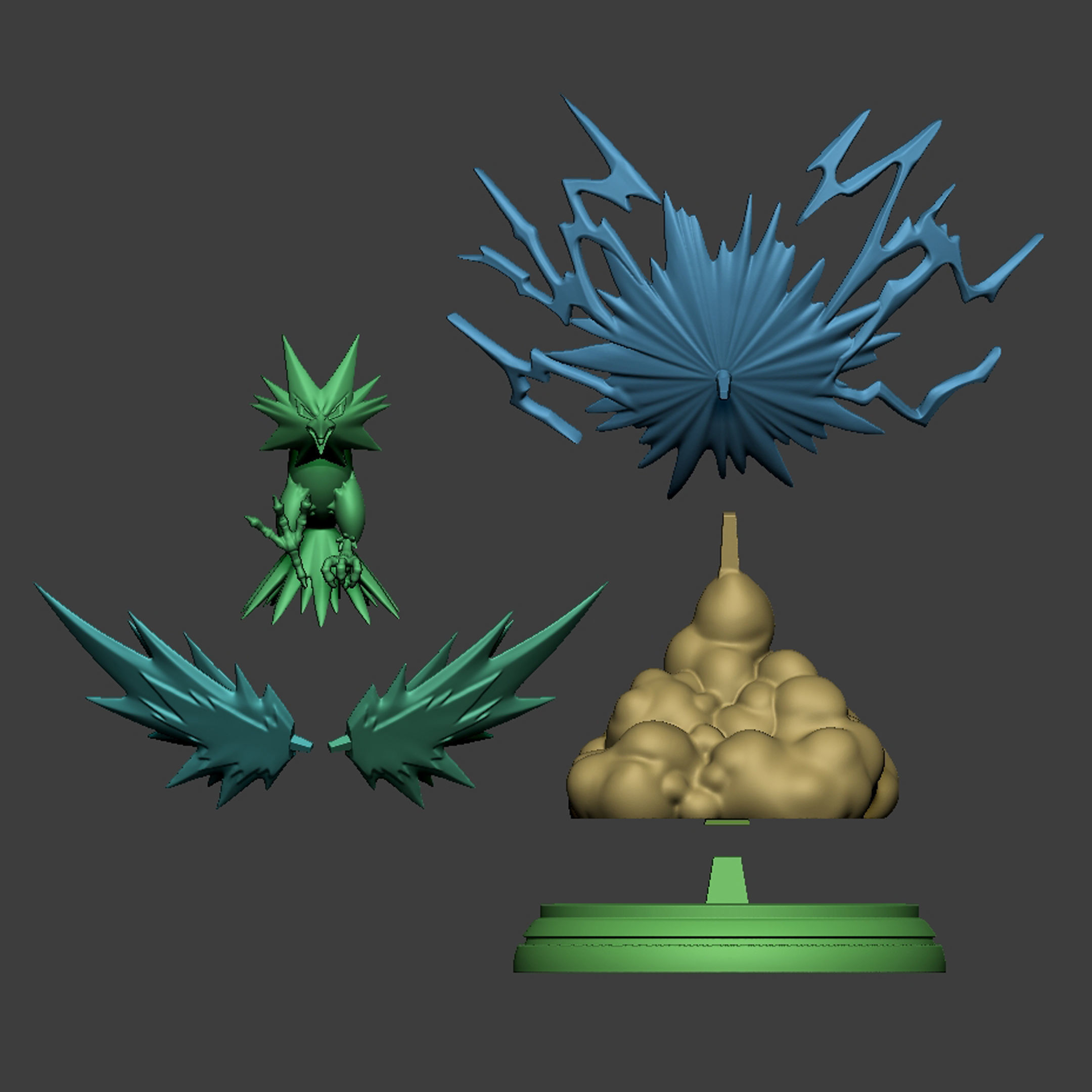 Trio Legendary Birds - Zapdos  Moltres Articuno 3D print model_11