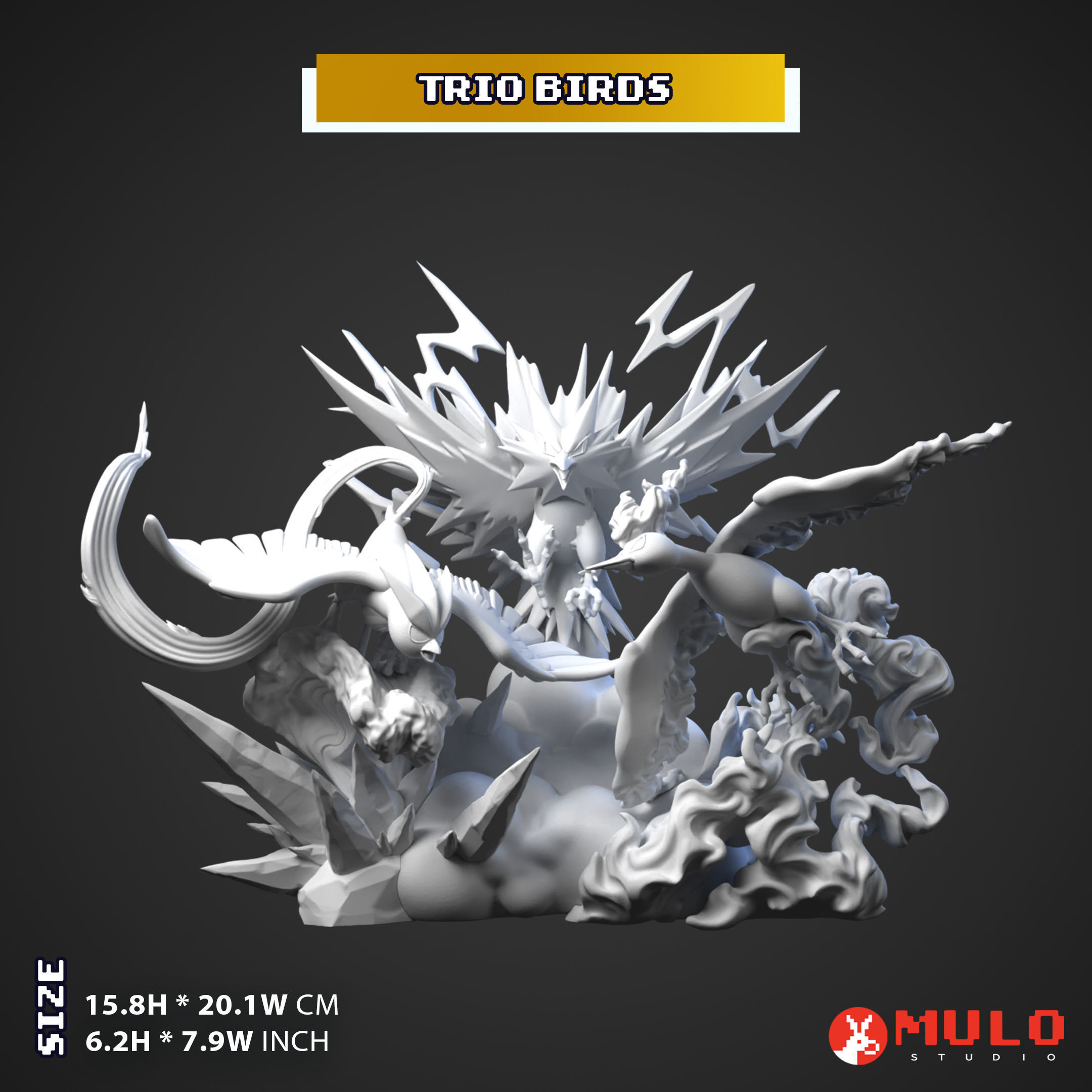 Trio Legendary Birds - Zapdos  Moltres Articuno 3D print model_2