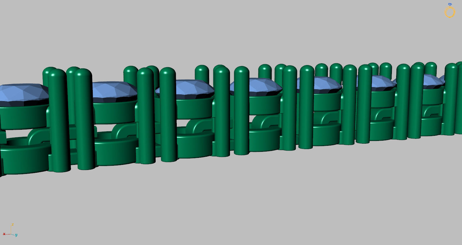 Riviera Round Gemstone Bracelet 3mm with clasp box  3D print model_9