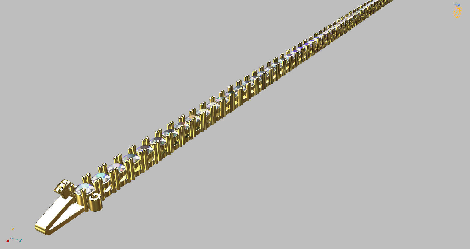 Riviera Round Gemstone Bracelet 3mm with clasp box  3D print model_2