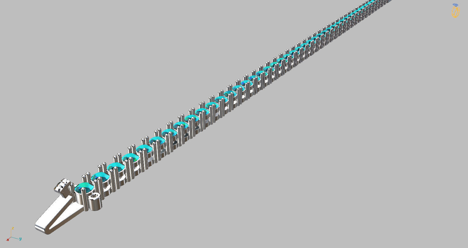 Riviera Round Gemstone Bracelet 3mm with clasp box  3D print model_6