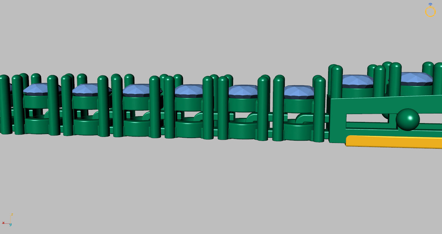 Riviera Round Gemstone Bracelet 3mm with clasp box  3D print model_11