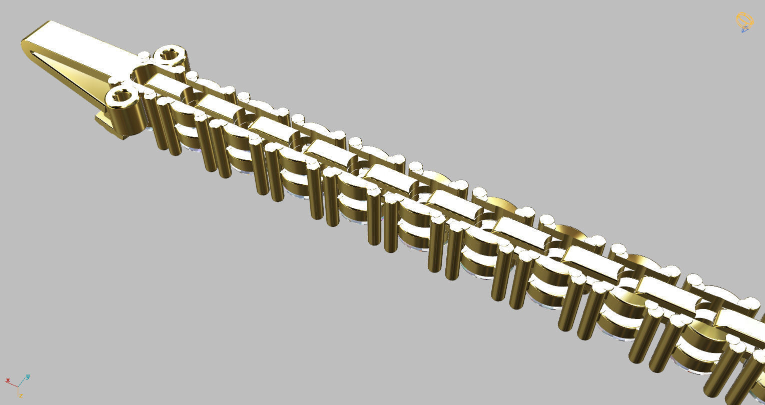 Riviera Round Gemstone Bracelet 3mm with clasp box  3D print model_5