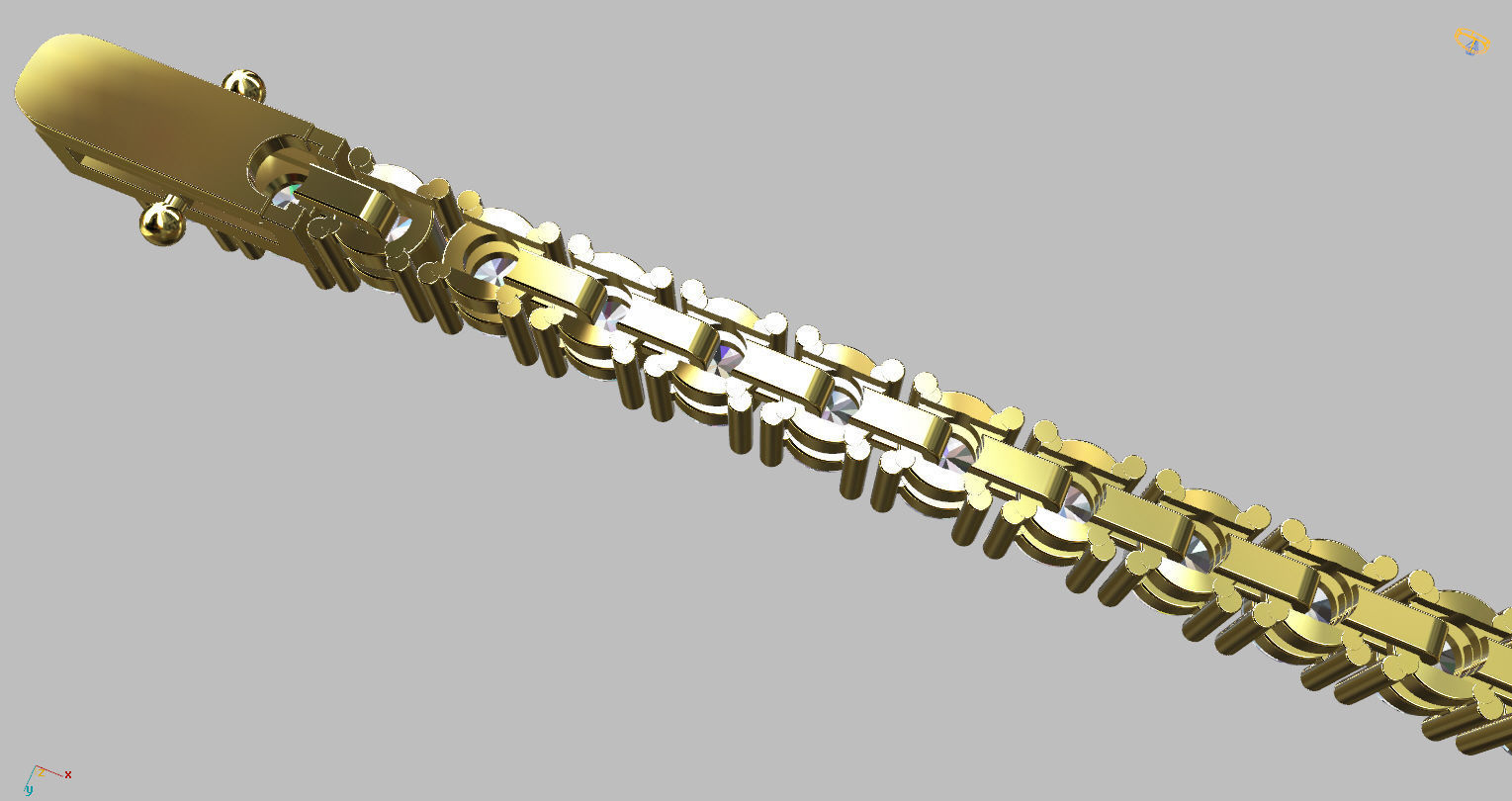 Riviera Round Gemstone Bracelet 3mm with clasp box  3D print model_4