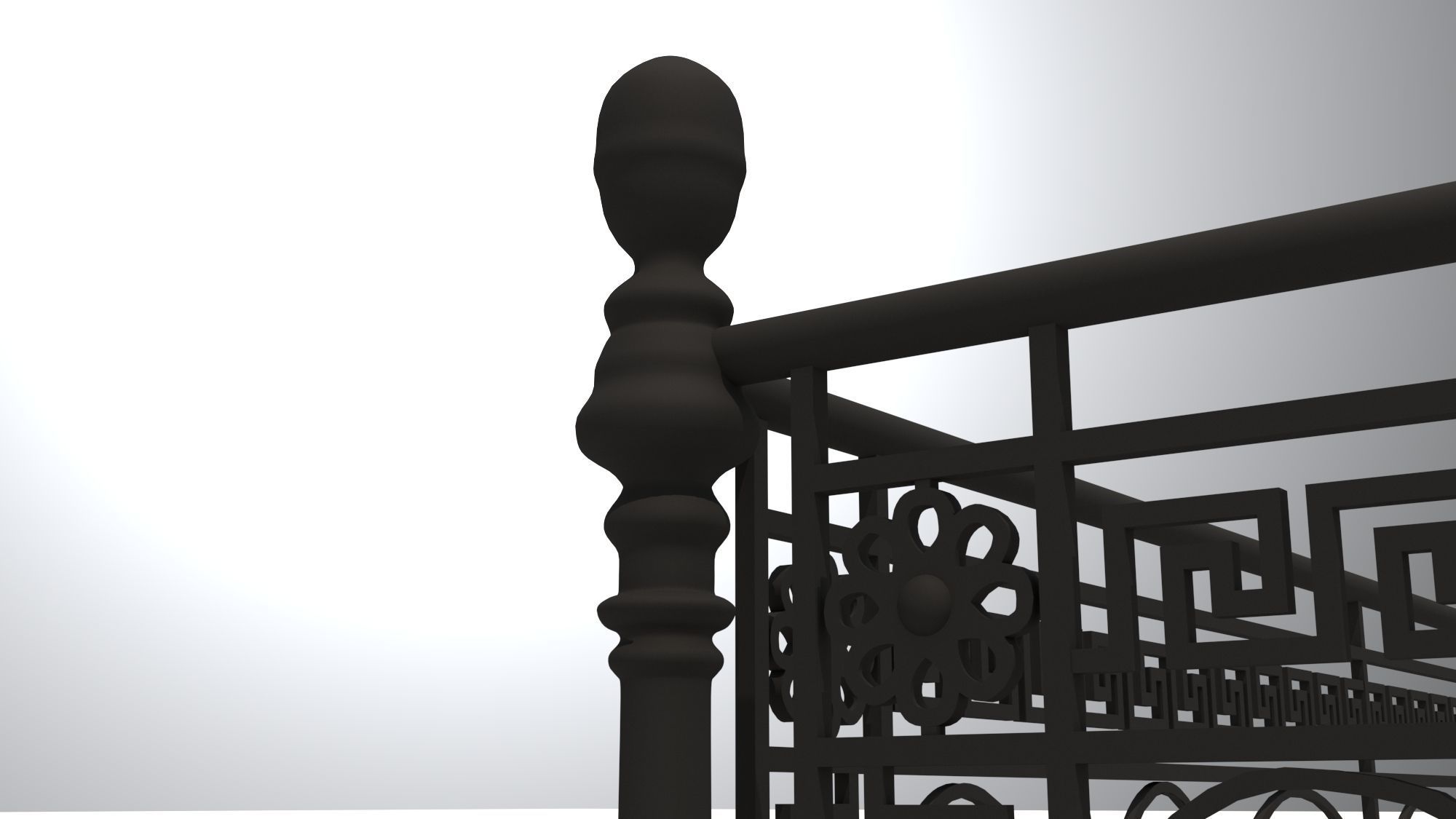 Metal Neoclassical Railing Free 3D model_1