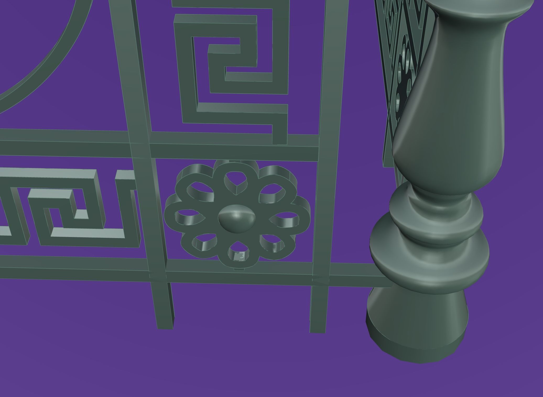 Metal Neoclassical Railing Free 3D model_9
