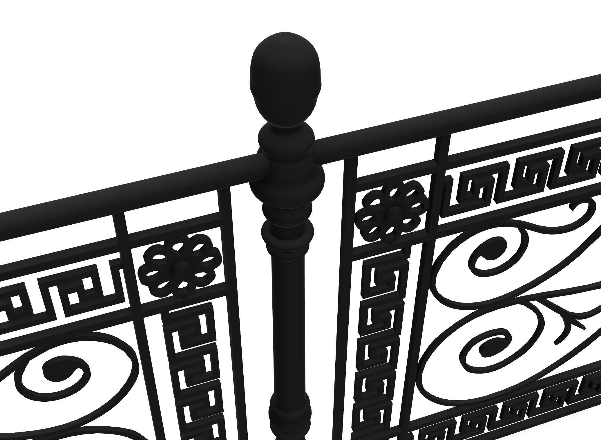 Metal Neoclassical Railing Free 3D model_3