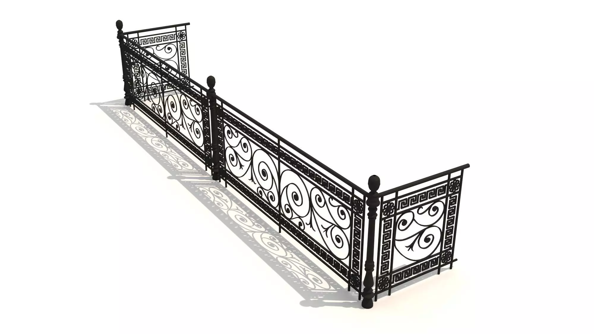 Metal Neoclassical Railing Free 3D model_0