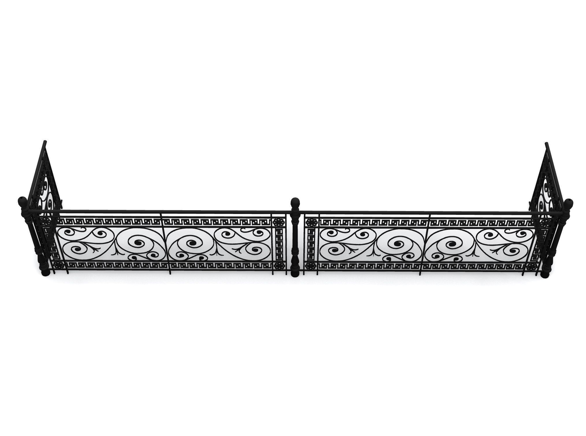 Metal Neoclassical Railing Free 3D model_8