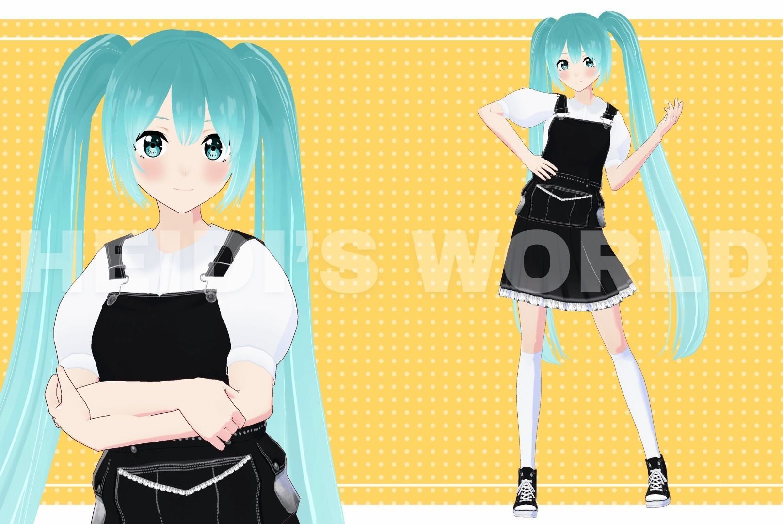 Vroid 3D Female Cute Miku Vtuber Model Avatar 3D model 3D model Low-poly 3D model_5
