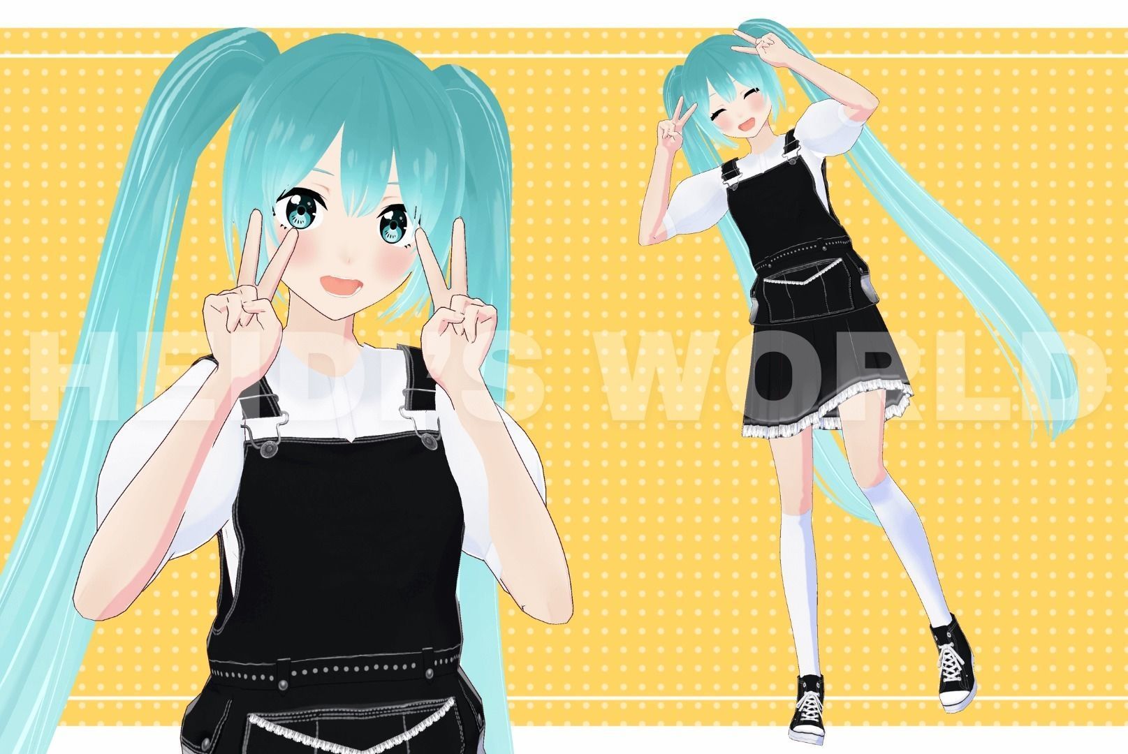 Vroid 3D Female Cute Miku Vtuber Model Avatar 3D model 3D model Low-poly 3D model_4