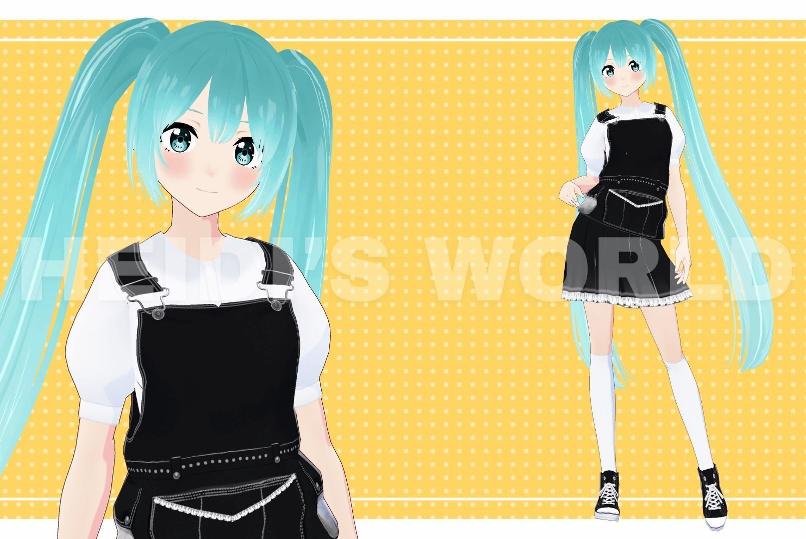Vroid 3D Female Cute Miku Vtuber Model Avatar 3D model 3D model Low-poly 3D model_2