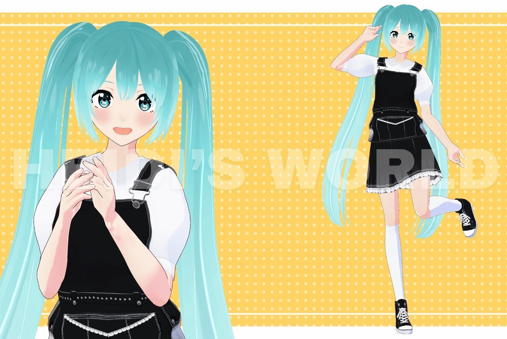 Vroid 3D Female Cute Miku Vtuber Model Avatar 3D model 3D model Low-poly 3D model_3