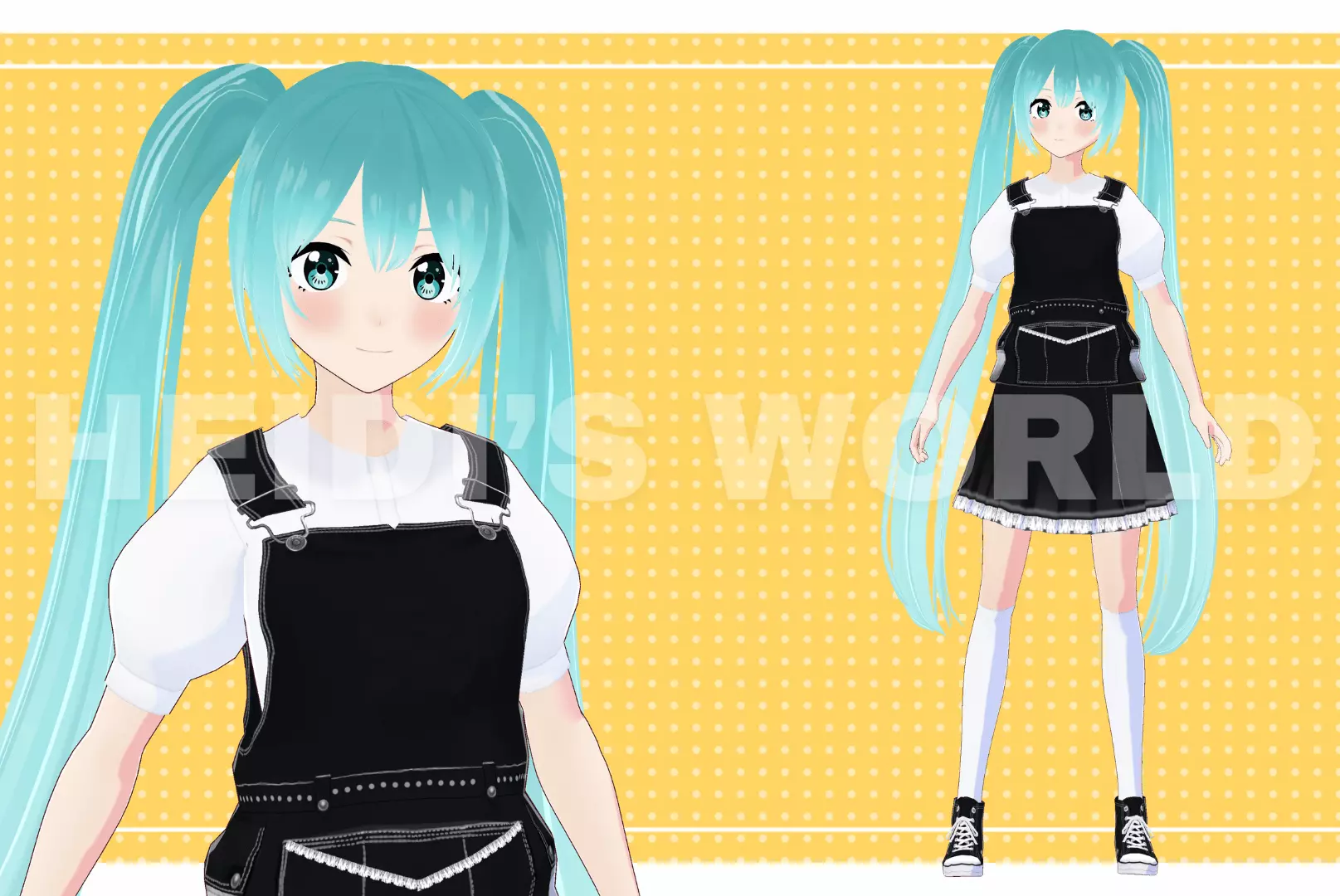Vroid 3D Female Cute Miku Vtuber Model Avatar 3D model 3D model Low-poly 3D model_0