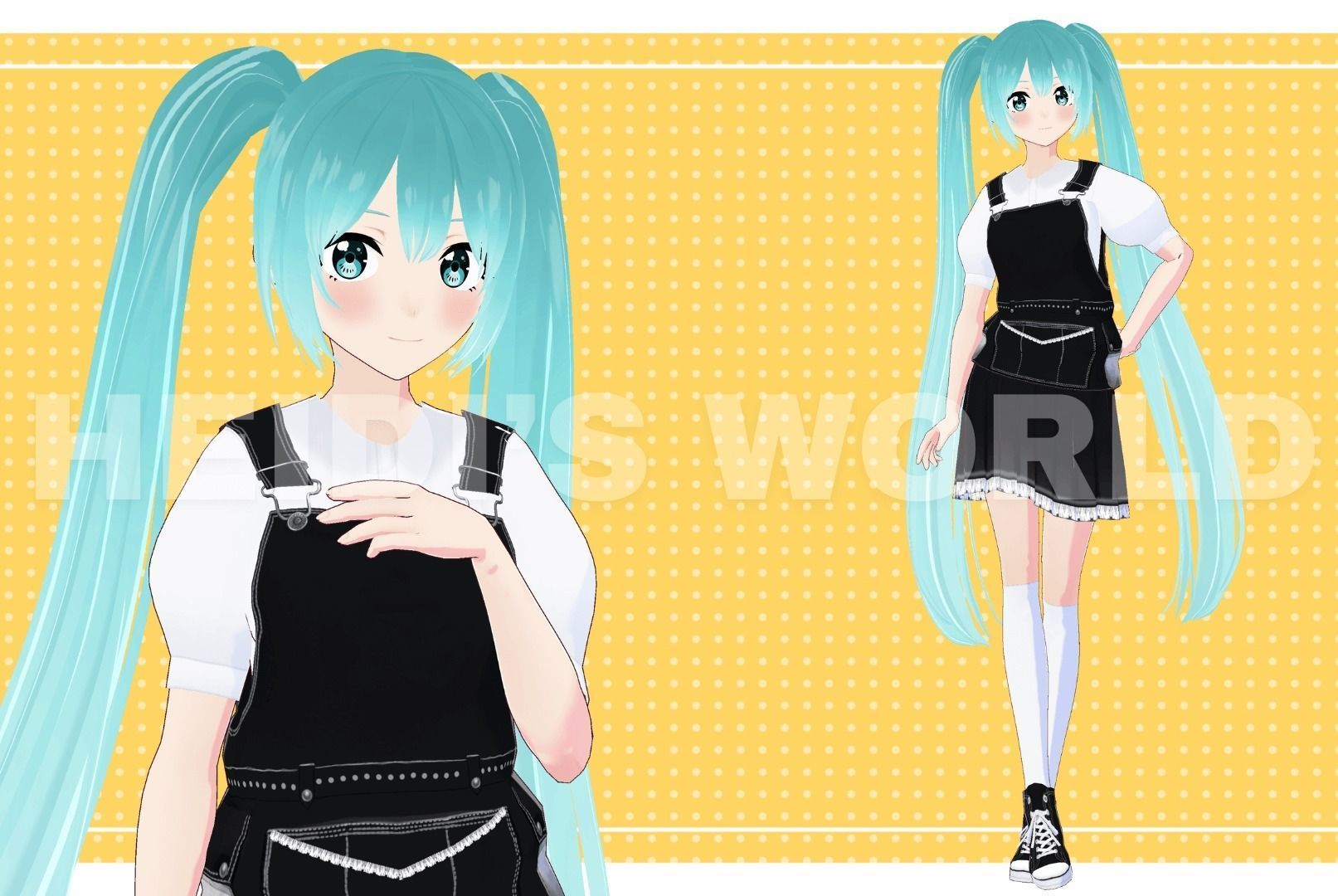 Vroid 3D Female Cute Miku Vtuber Model Avatar 3D model 3D model Low-poly 3D model_1