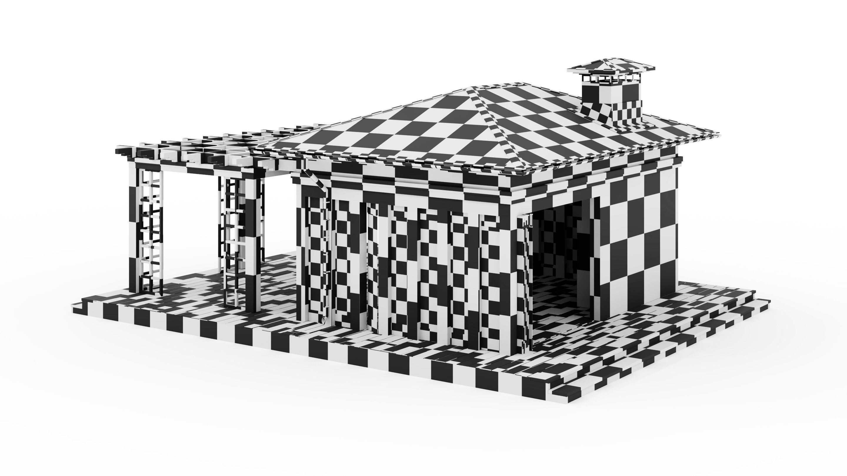 All-season gazebo with terrace and pergola 3D model_48