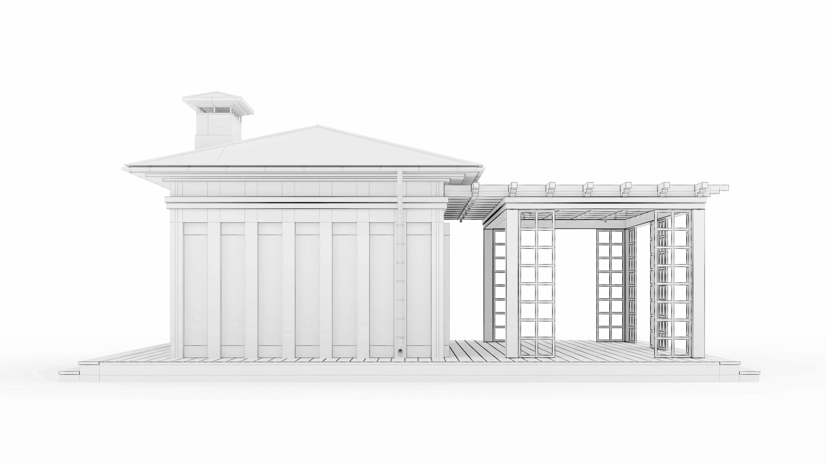 All-season gazebo with terrace and pergola 3D model_26