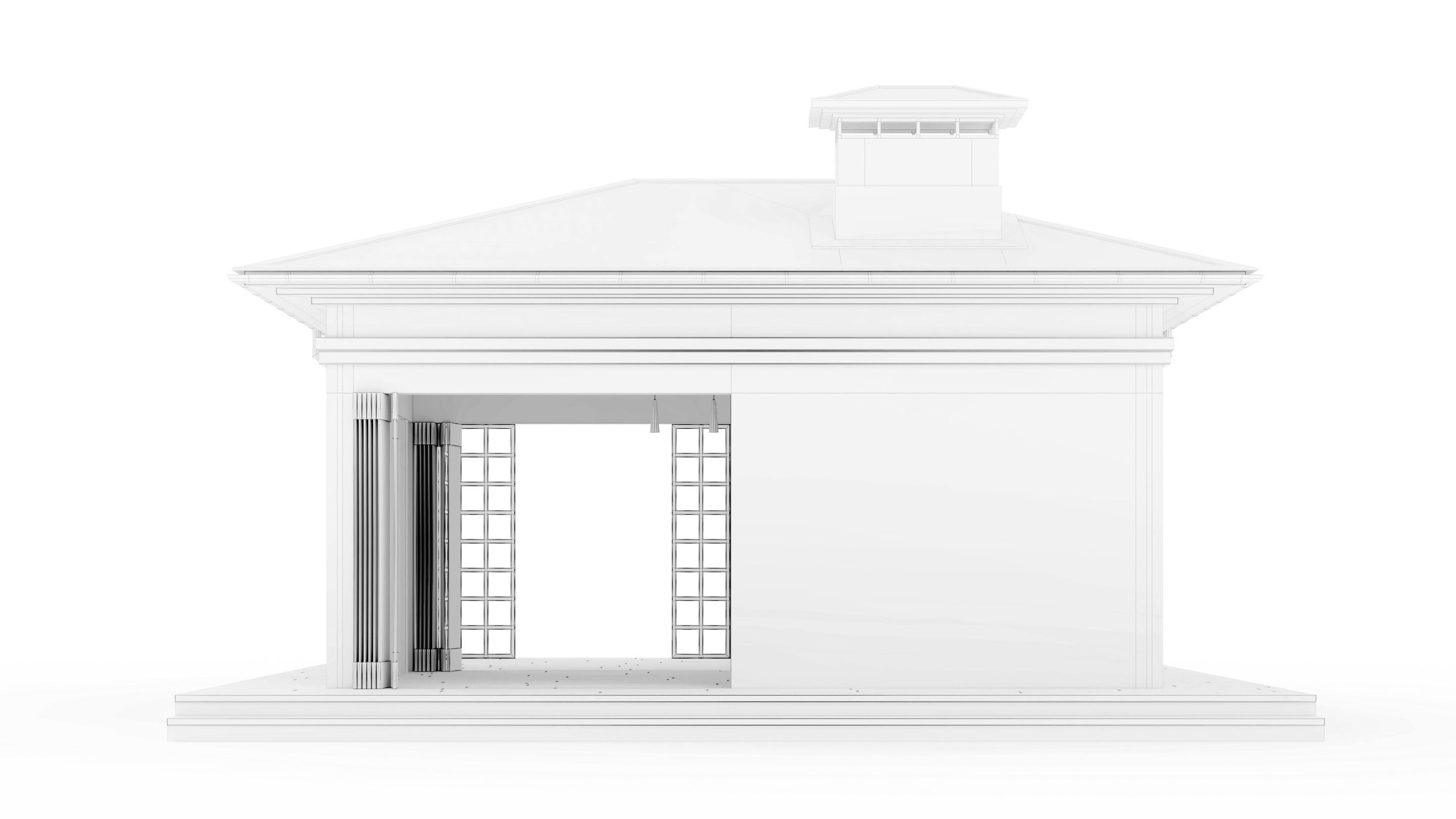 All-season gazebo with terrace and pergola 3D model_24