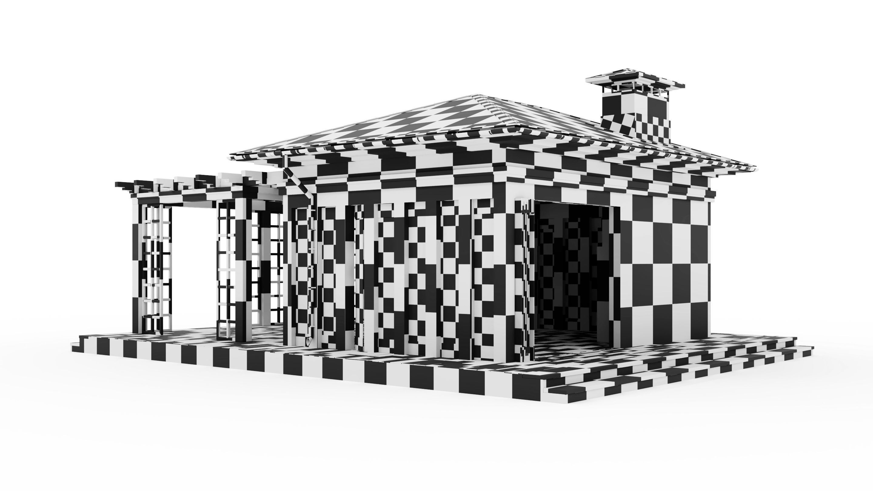 All-season gazebo with terrace and pergola 3D model_41