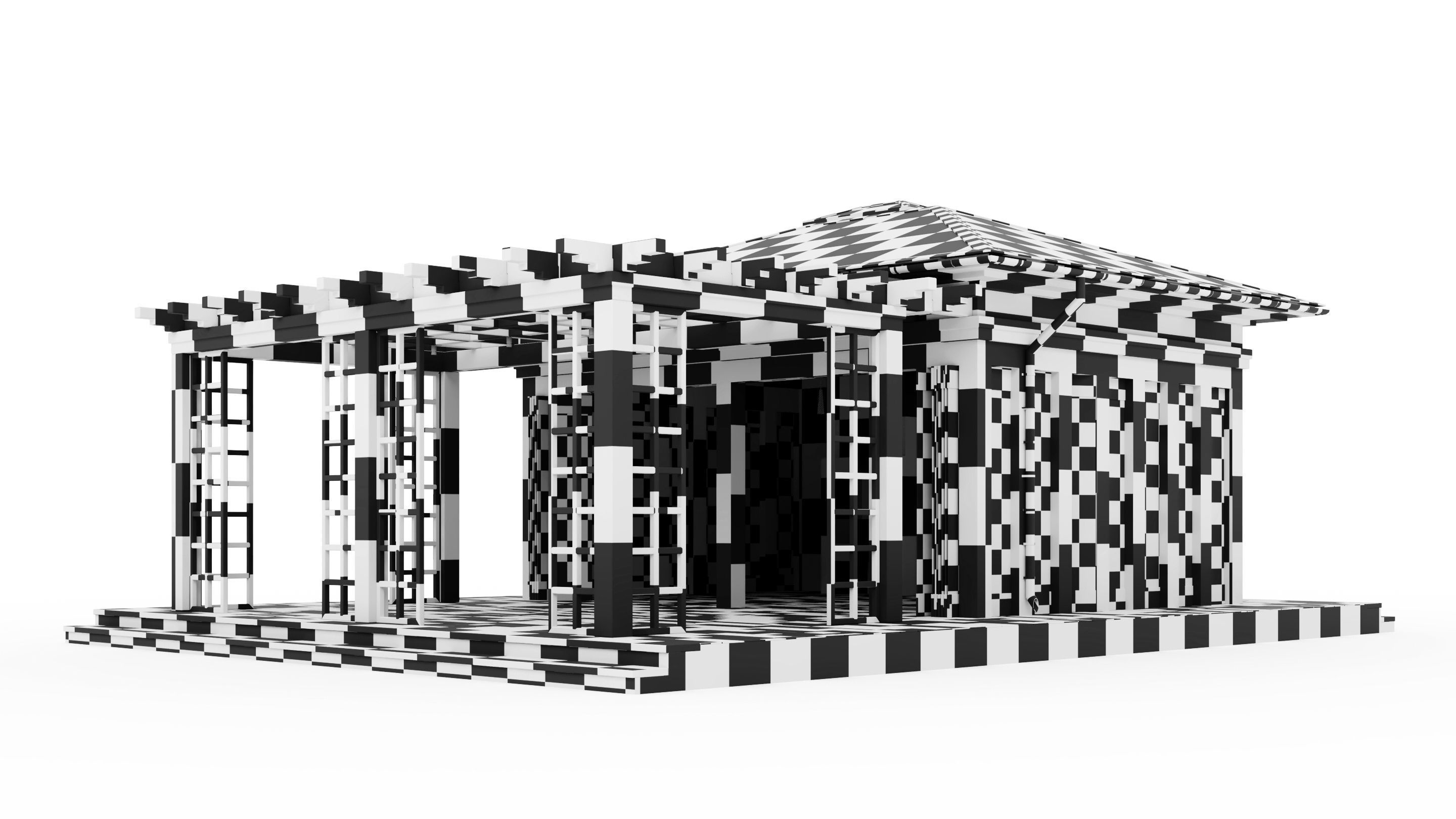 All-season gazebo with terrace and pergola 3D model_39