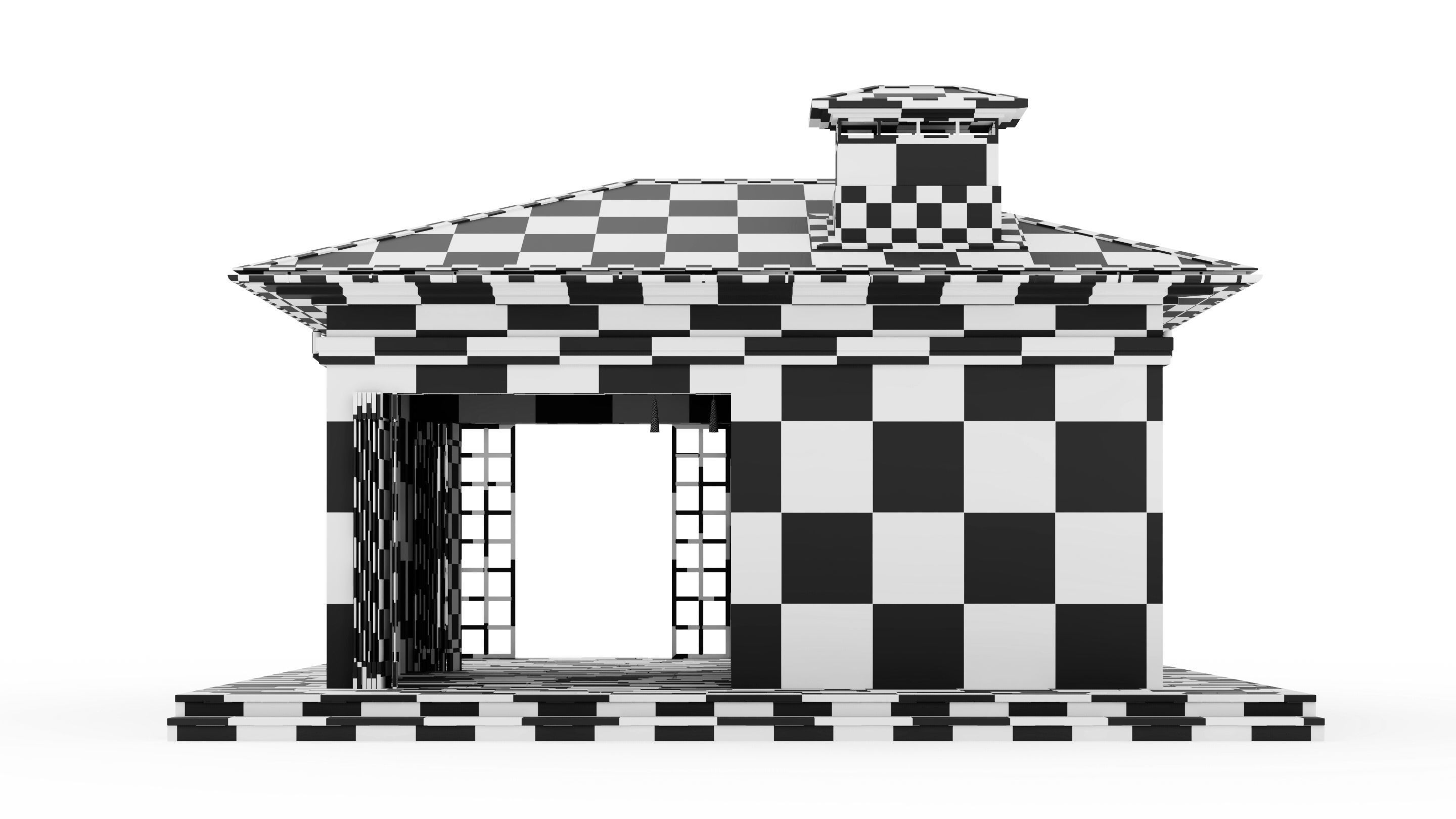 All-season gazebo with terrace and pergola 3D model_42