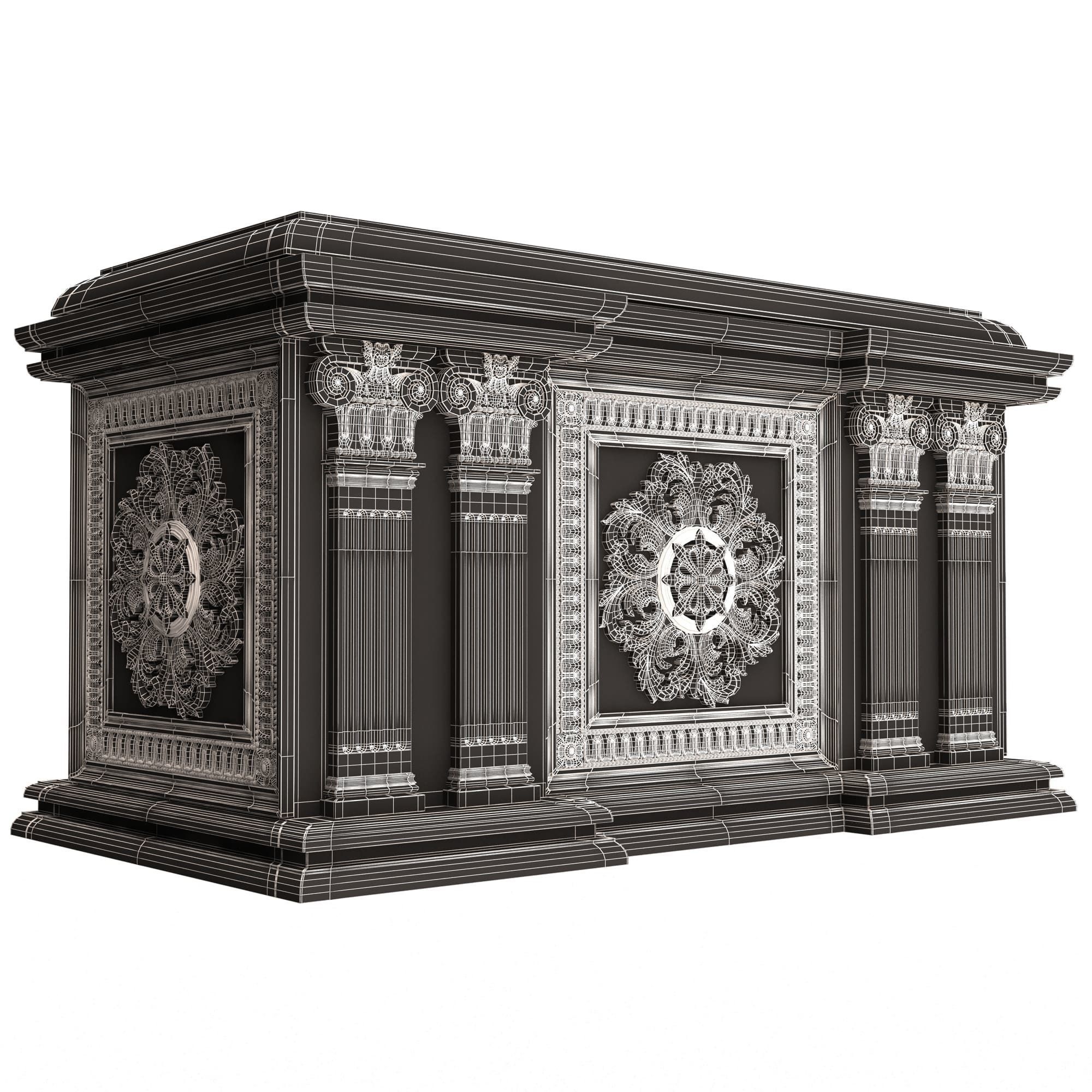 Chest 03 White Low-poly 3D model_9