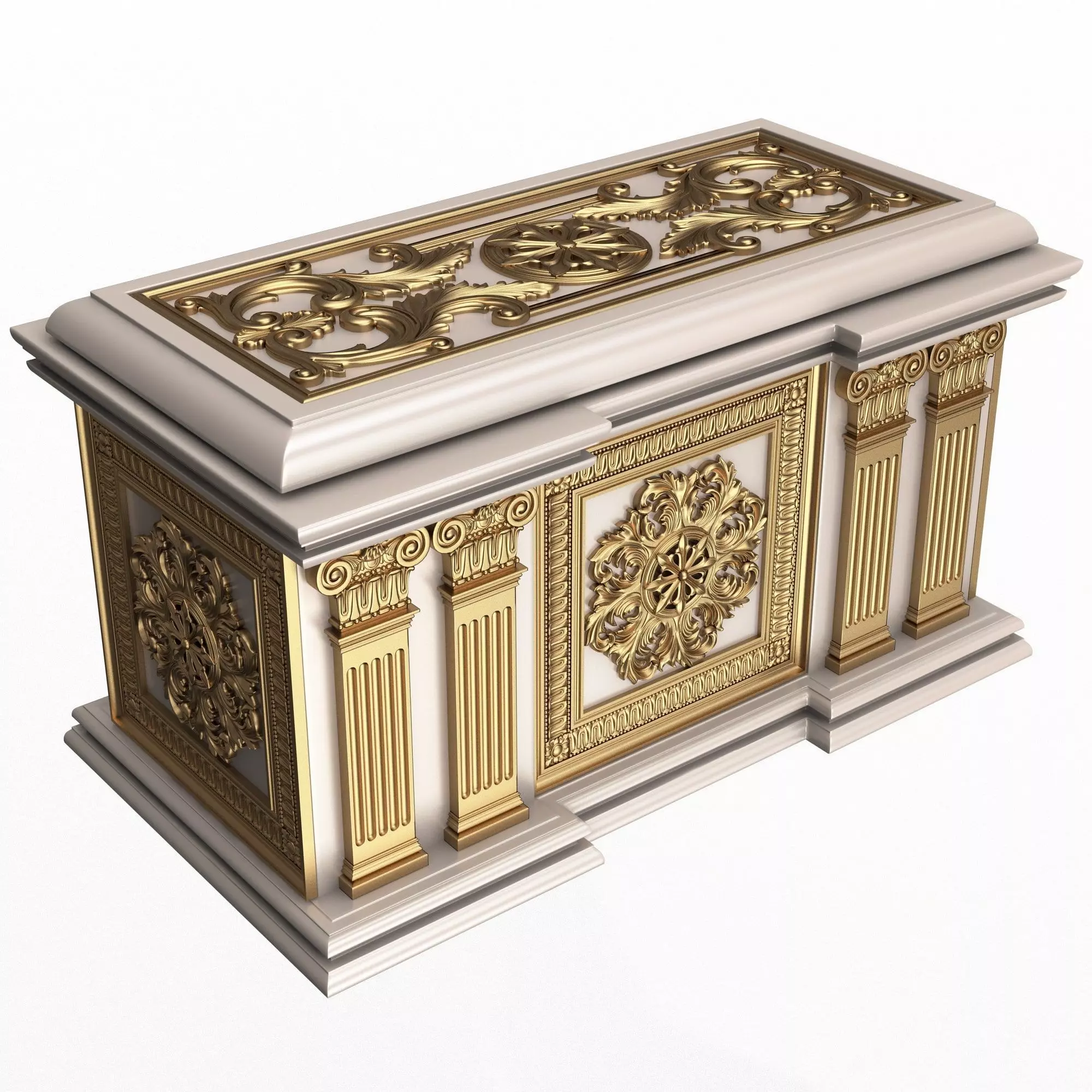 Chest 03 White Low-poly 3D model_0