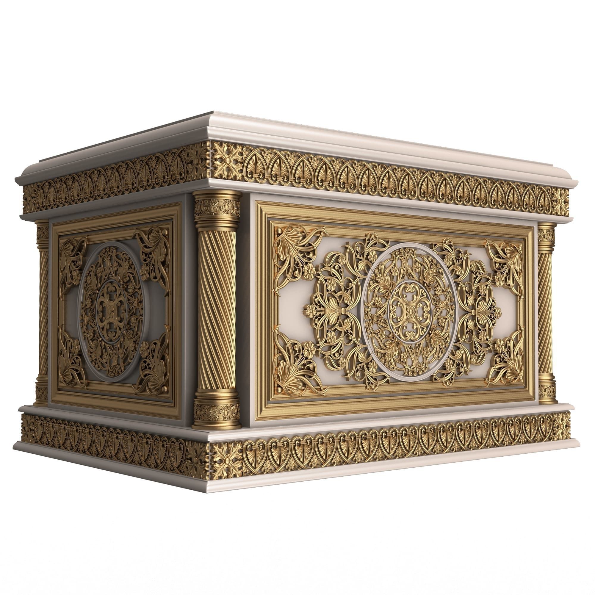 Chest 04 White Low-poly 3D model_3