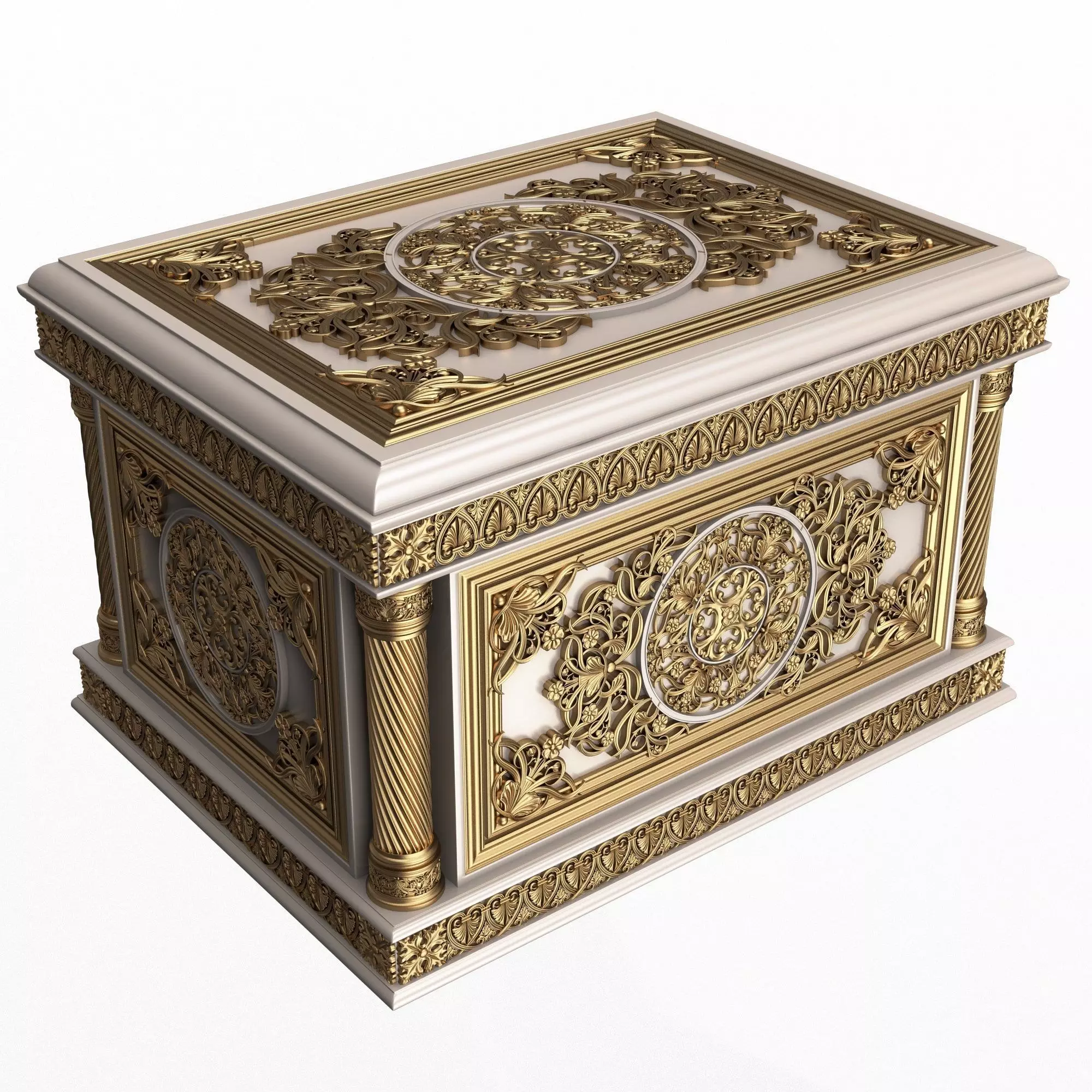 Chest 04 White Low-poly 3D model_0