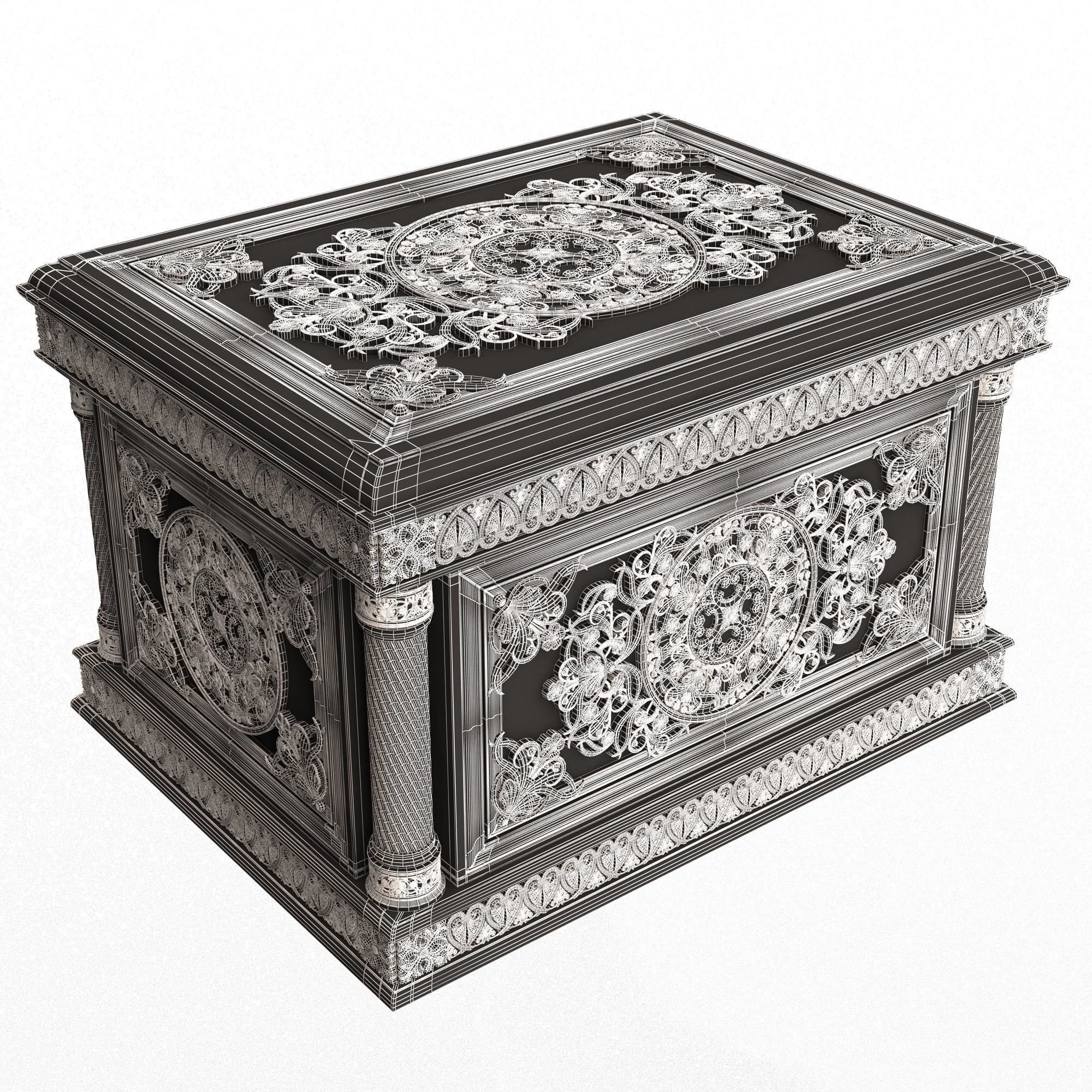 Chest 04 White Low-poly 3D model_7