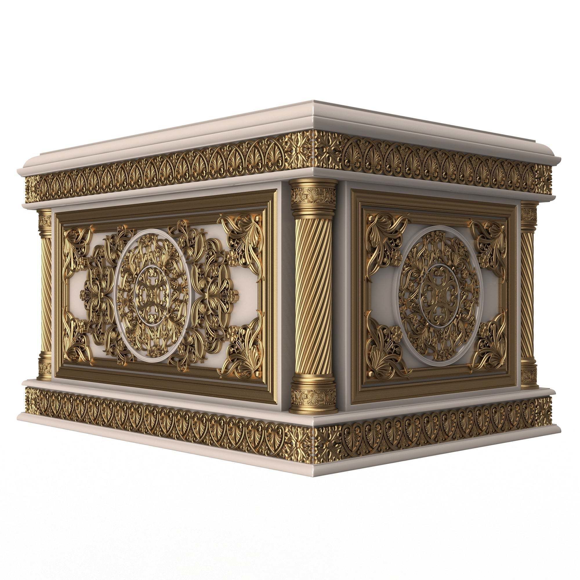 Chest 04 White Low-poly 3D model_2