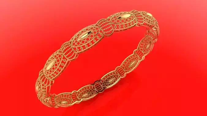 1438 Alternating Oval Panel Kada 9gm