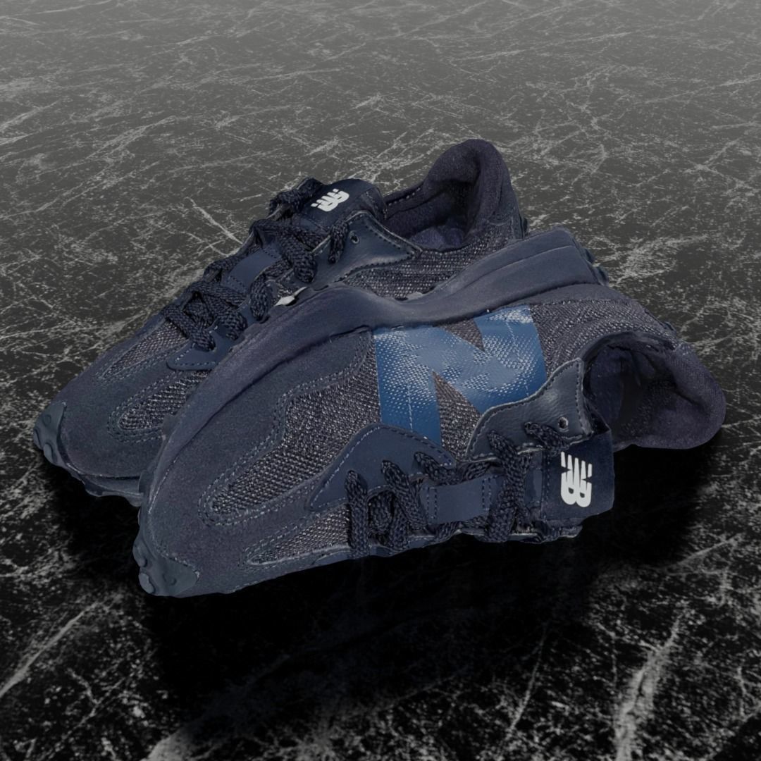 NEW BALANCE 327 3D SHOES - BLUE Low-poly 3D model_1