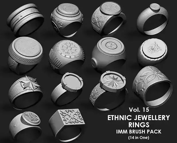 Ethnic Jewellery Rings IMM Obj Brush Pack 14 in One Vol 15